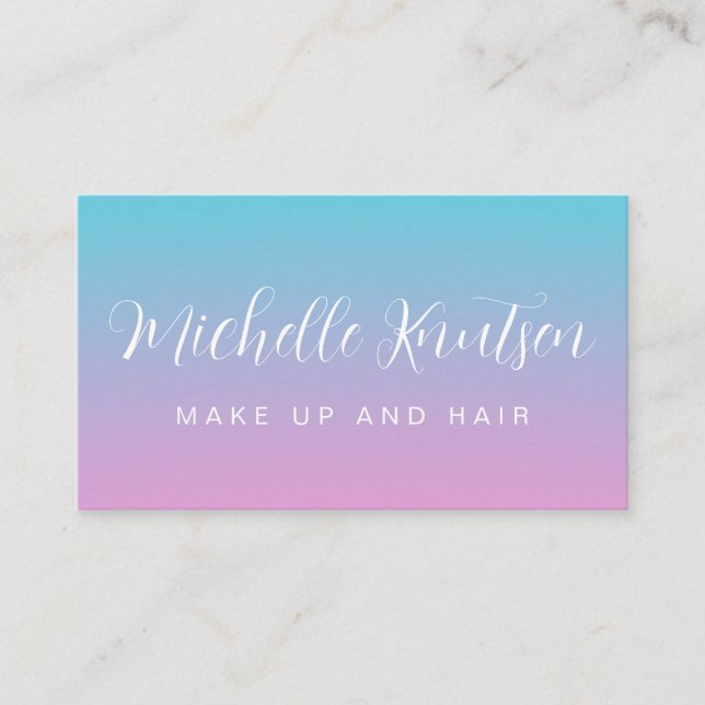 Girly Pink and blue Makeup Artist Hair Salon  Business Card (Front)