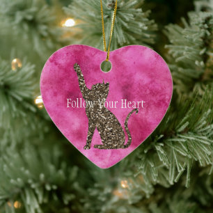 Girly Pink and Blush Swirls and Glitter Ceramic Tree Decoration