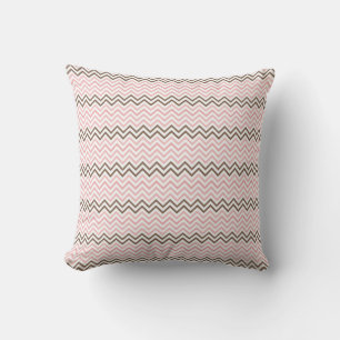 Girly Pink and Brown Chevron Cushion