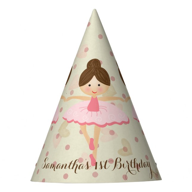 Girly Pink and Dreamy Ballerina Party Hat (Front)