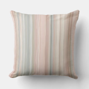 Girly Pink and Mint Modern Coastal Stripe Cushion