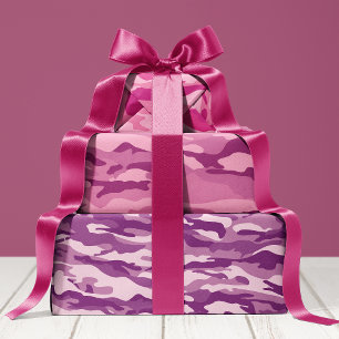 Girly Pink And Purple Camouflage Camo Pattern Wrapping Paper Sheet
