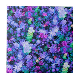 Girly Pink and Purple Floral Succulents Tile