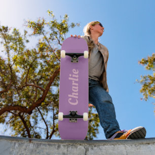 Girly pink and purple personalised name skateboard