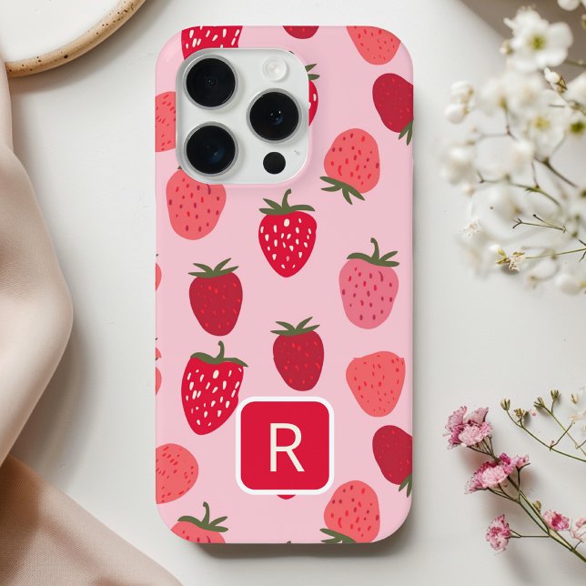 Girly Pink and Red Strawberry Seamless Pattern  Case-Mate iPhone Case (Creator Uploaded)