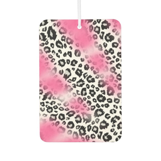 Girly Pink and Snow Leopard Mesh Car Air Freshener (Front)