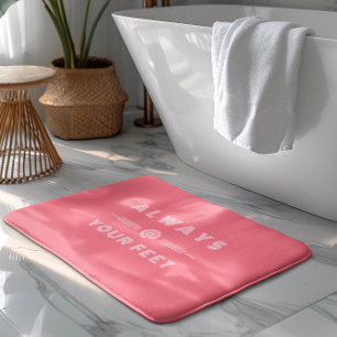 Girly Pink and White Always at Your Feet Bath Mat