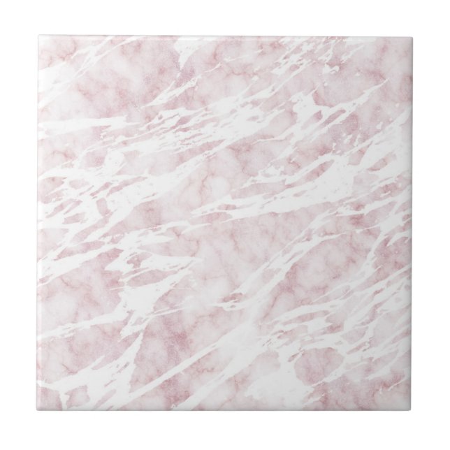 Girly Pink and White Modern Marble Tile (Front)