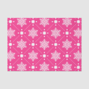 Girly Pink and White Snowflakes Christmas Pattern Tissue Paper