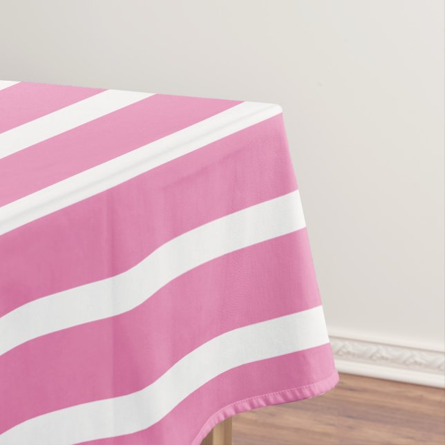 Girly Pink and White Stripe Tablecloth (In Situ)