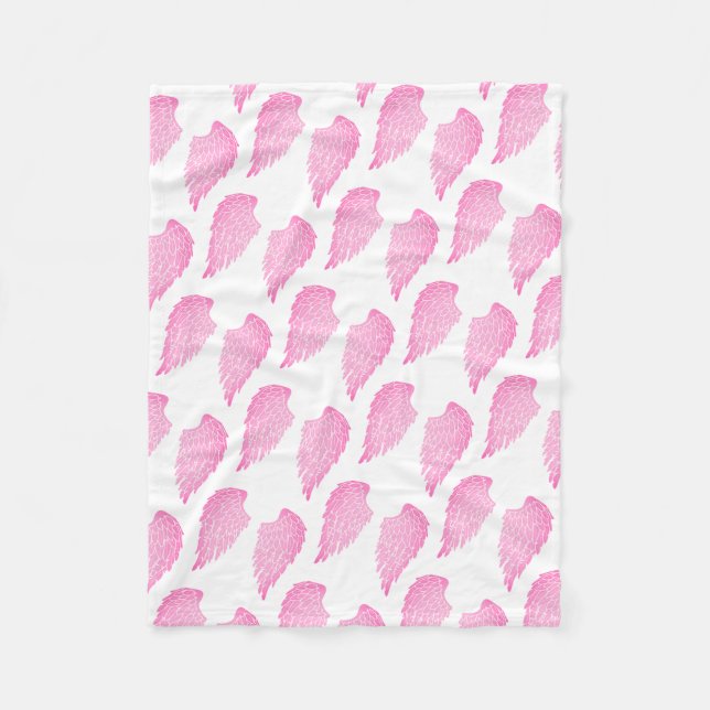 Girly Pink Angel Wings Fleece Blanket (Front)