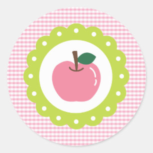 Girly Pink Apple Classic Round Sticker