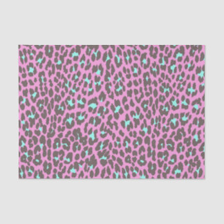 Girly Pink Aqua Black Leopard Animal Print Pattern Tissue Paper
