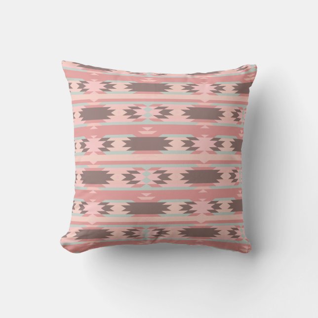 Girly Pink Aztec Pattern Cushion (Front)