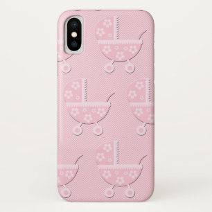 Girly PInk Baby Carriage Floral iPhone X Case