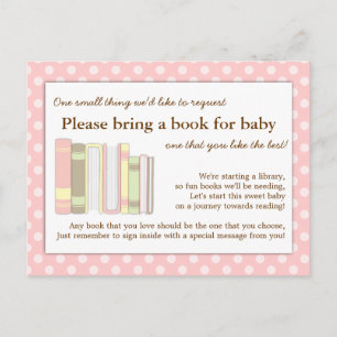 Girly Pink Baby Shower Book Insert Request Card