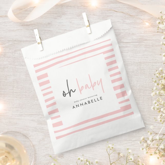 Girly pink baby shower typography modern favour ba favour bags (Clipped)