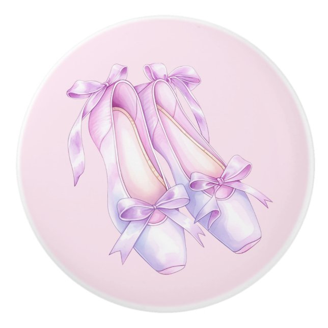 Girly Pink Ballet Shoes Ceramic Knob (Front)