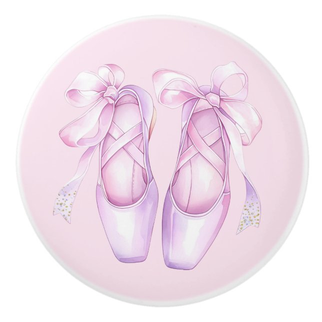 Girly Pink Ballet Shoes Ceramic Knob (Front)