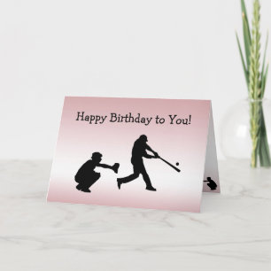 Girly Pink Baseball Play Ball Sports Birthday Card