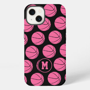 girly pink basketballs pattern monogrammed iPhone 13 case