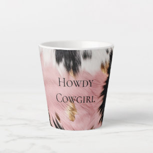 Girly Pink Black Gold Cowgirl Cowhide Latte Mug