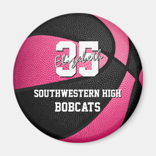 girly pink black personalized basketball  magnet