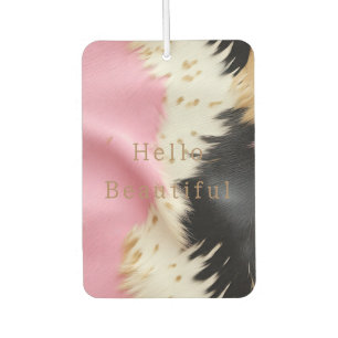Girly Pink Black White Gold Cowhide Car Air Freshener