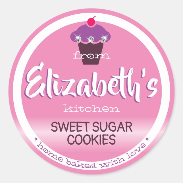 Girly Pink Blush Cute Sweet Cupcake Baking Labels  (Front)