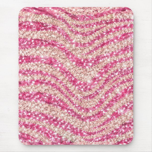 Girly Pink Blush Glitter Zebra Pattern             Mouse Mat (Front)