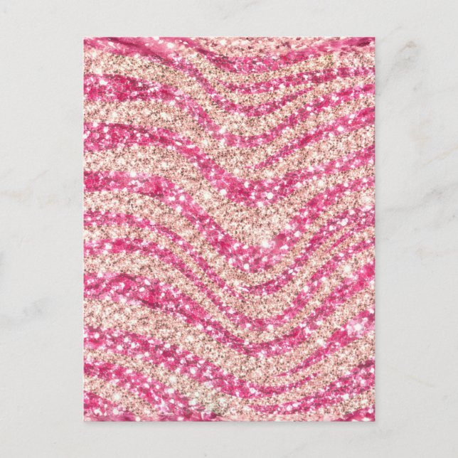 Girly Pink Blush Glitter Zebra Pattern             Postcard (Front)