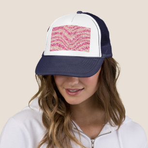 Girly Pink Blush Glitter Zebra Pattern Trucker Hat