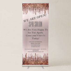 Girly Pink Blush Glittery Drips Lashes SPA Salon Retractable Banner