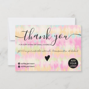 Girly pink boho tie dye cool order thank you card