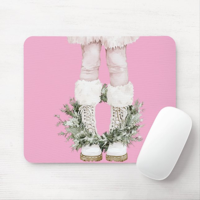 Girly Pink Boots Legs Mouse Mat (With Mouse)