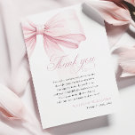 Girly Pink Bow Baby Shower Thank You Card<br><div class="desc">Girly Pink Bow Baby Shower Thank You Card</div>