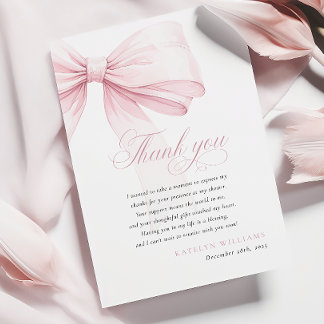 Girly Pink Bow Baby Shower Thank You Card