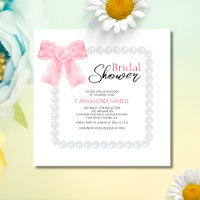 Girly Pink Bow White Pearl Bridal Shower