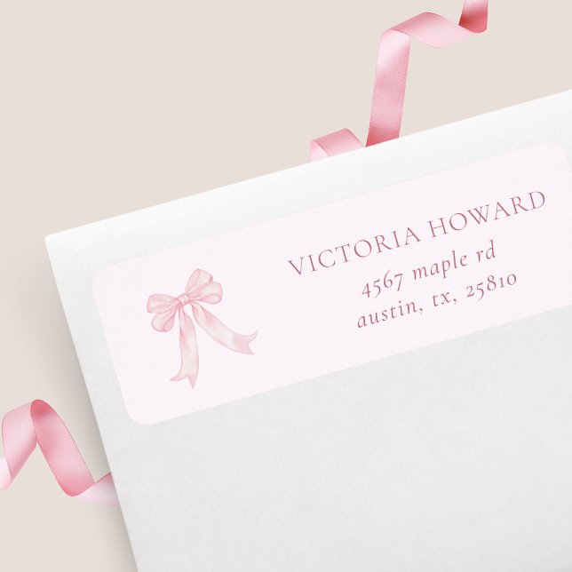 Girly Pink Bows Bridal Shower Return Address (Creator Uploaded)