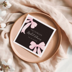 Girly Pink Bows Elegant Bridal Shower Napkin