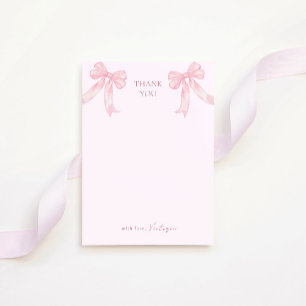Girly Pink Bows Elegant Bridal Shower Thank You Card
