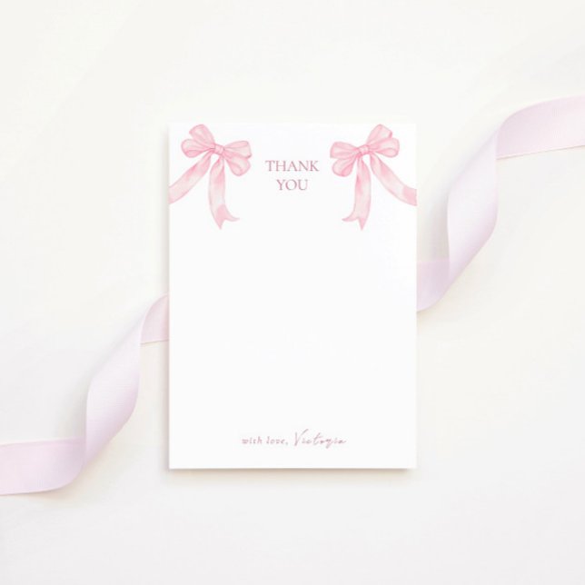 Girly Pink Bows Shiny Disco Ball Bridal Shower Thank You Card (Creator Uploaded)