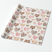 Girly Pink Brown Cream Leopard Animal Hearts