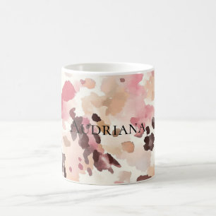 Girly Pink Brown Cream Leopard Animal Print Coffee Mug