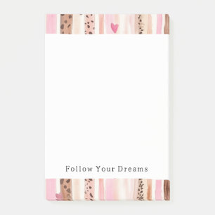 Girly Pink Brown Leopard Print Hearts Stripes Post-it Notes