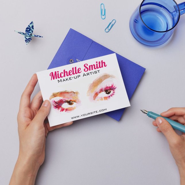 Girly Pink Brown Watercolor Eye Makeup Artist Postcard (Creator Uploaded)