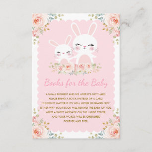 Girly Pink Bunny Rabbit Baby Shower Book Request Enclosure Card