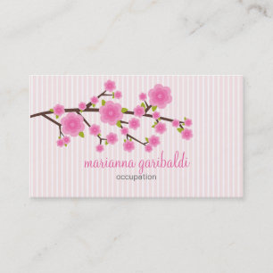 Girly Pink Cherry Blossom Personalised Business Card