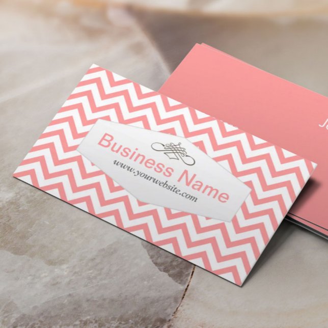 Girly Pink Chevron Baby Sitter Business Card (Creator Uploaded)