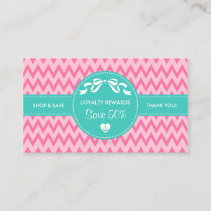 Girly Pink Chevron Boutique Loyalty Rewards Coupon